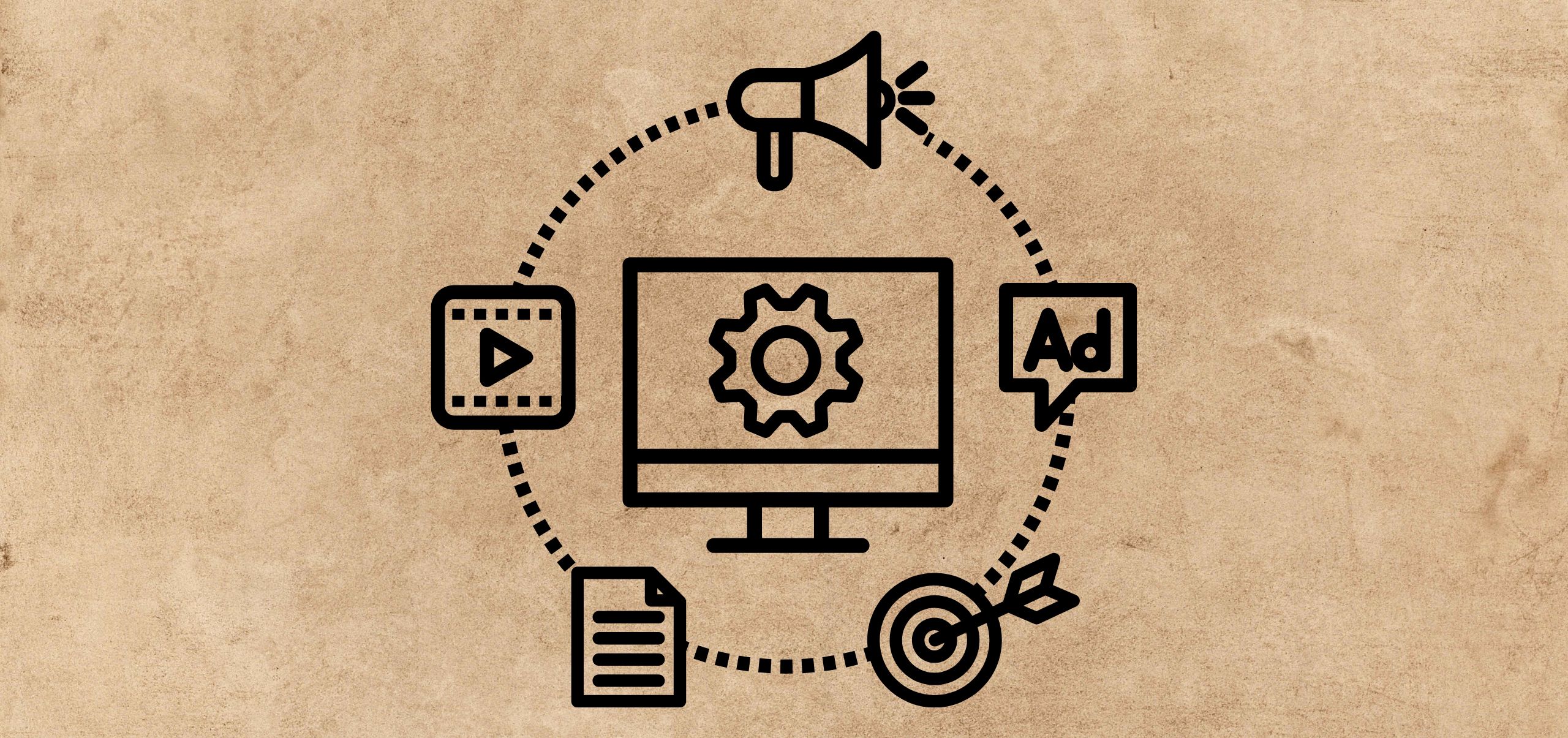 Various marketing channels displayed, including ads, videos, and organic methods, illustrating distribution strategies
