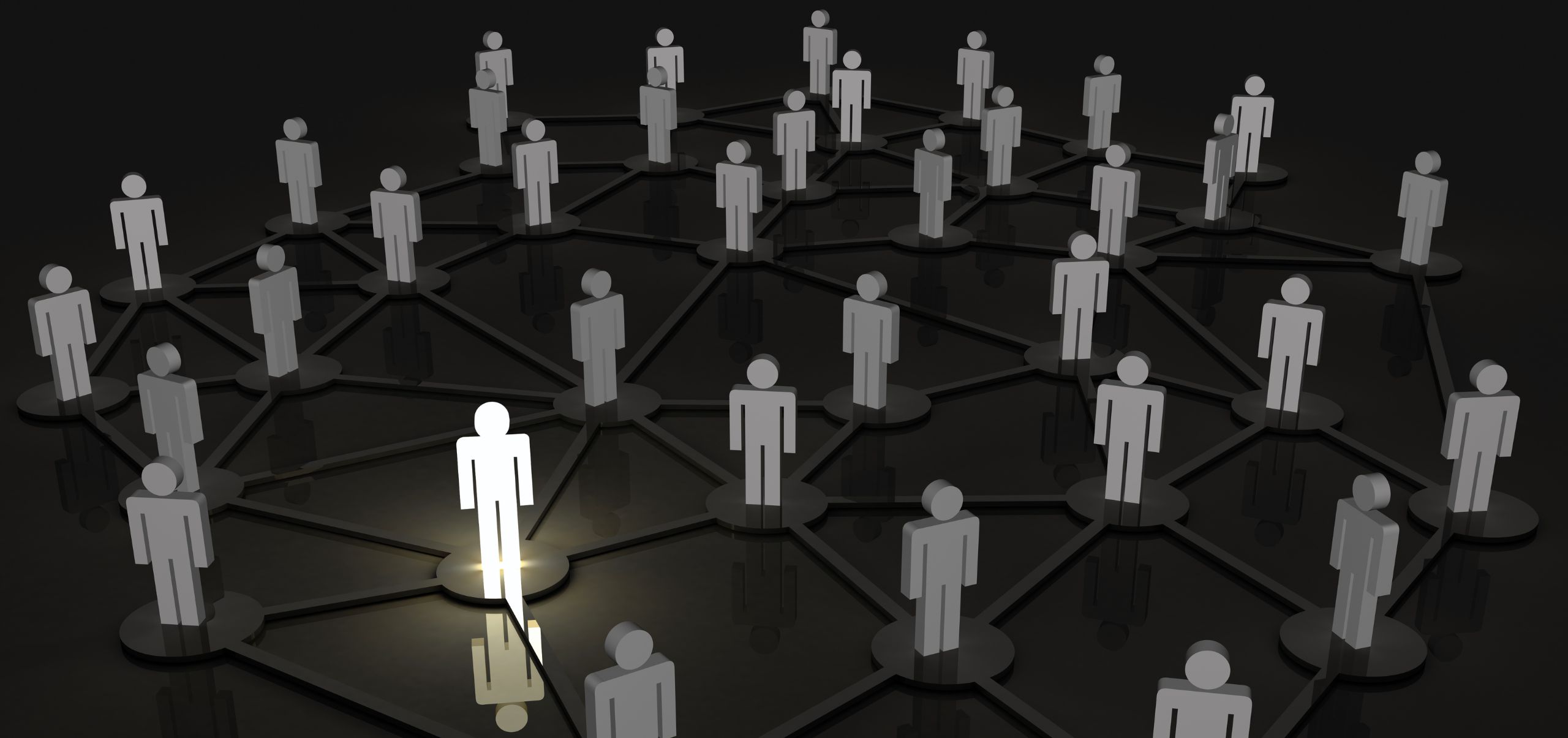 White characters connected on a black background, with one highlighted to show personalization in emails