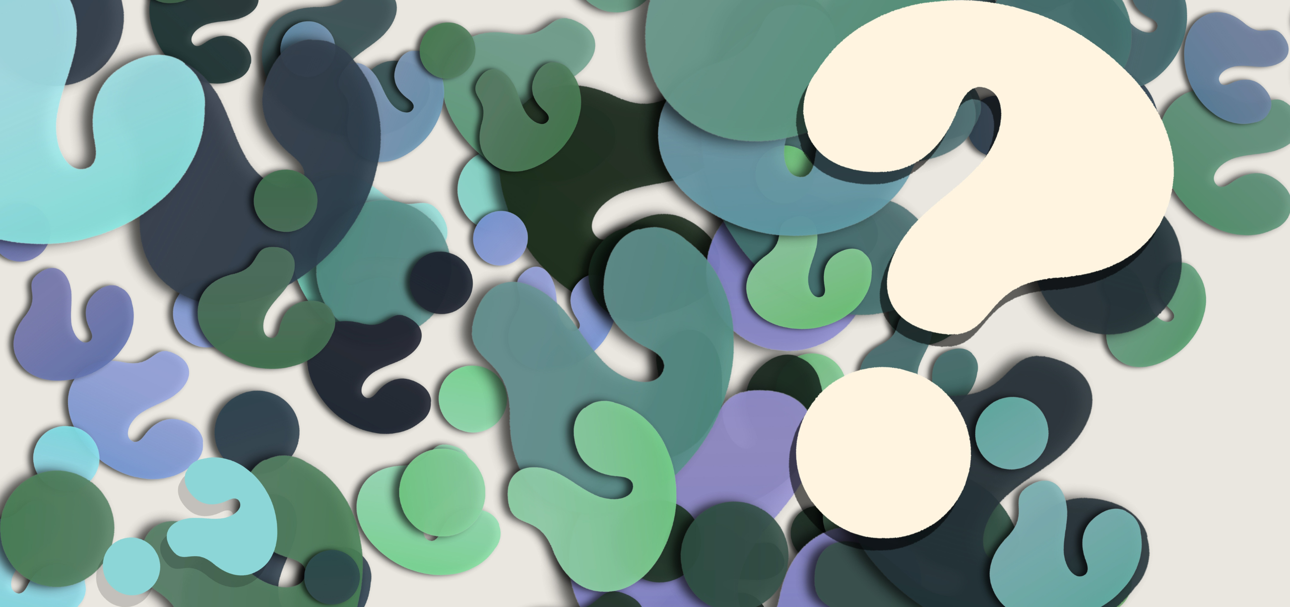 Scattered question mark symbols on a table, representing brainstorming and problem identification in the Lean Canvas Model