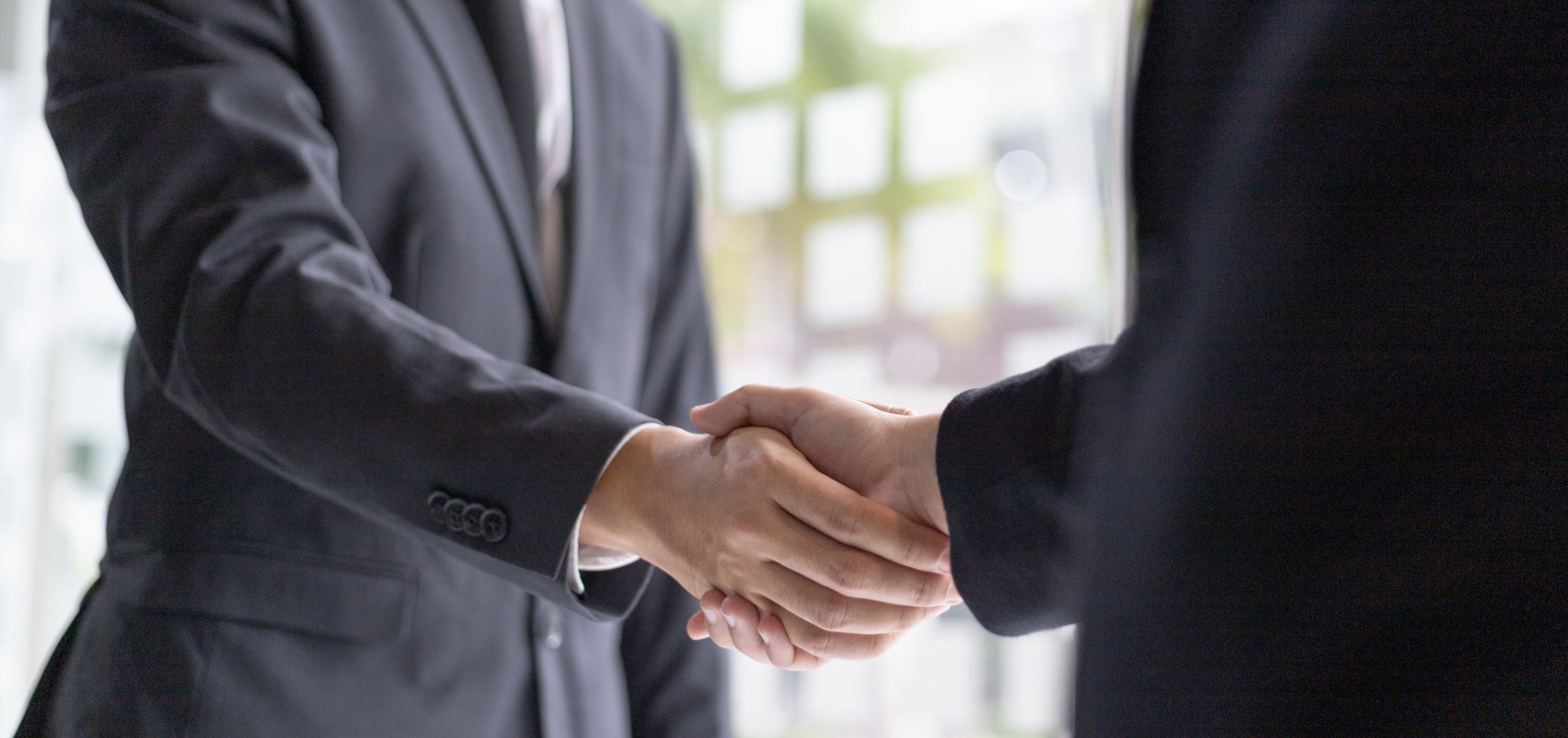 Two people shaking hands after validating a business idea